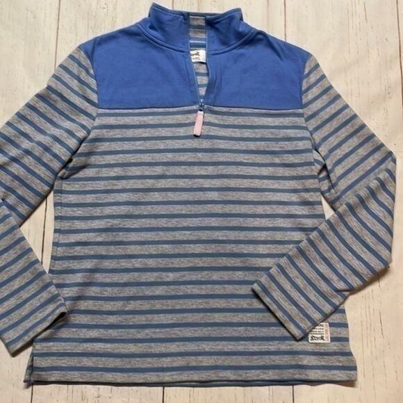 Le Tigre Tops - Le Tigre woman, three-quarter zip, long sleeve top size M gray/sky blue